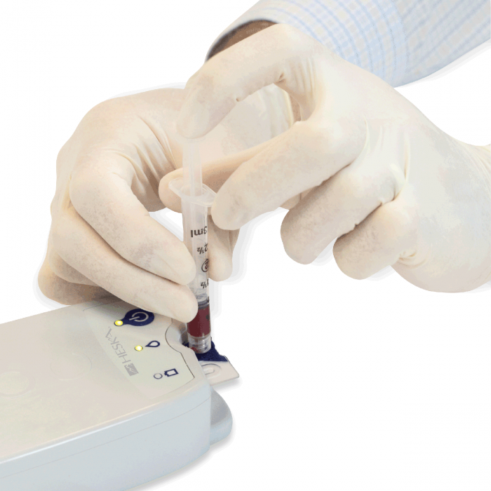 Element POC Blood Gas & Electrolyte Analyzer Inserting Sample